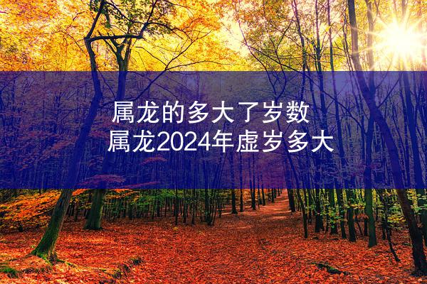 属龙的多大了岁数 属龙2024年虚岁多大
