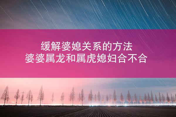 缓解婆媳关系的方法 婆婆属龙和属虎媳妇合不合