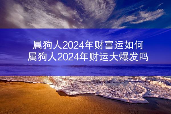 属狗人2024年财富运如何 属狗人2024年财运大爆发吗