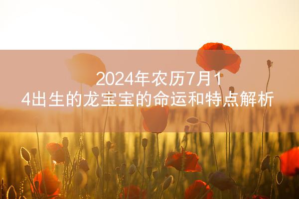 2024年农历7月14出生的龙宝宝的命运和特点解析