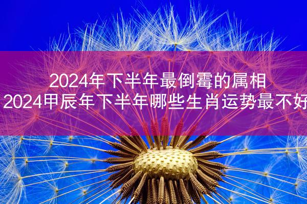 2024年下半年最倒霉的属相 2024甲辰年下半年哪些生肖运势最不好