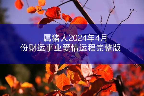 属猪人2024年4月份财运事业爱情运程完整版