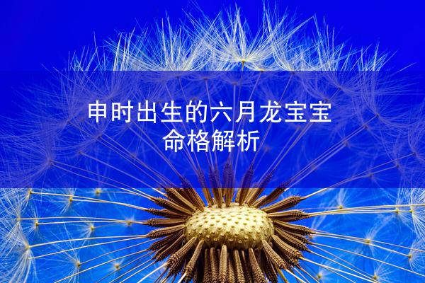 申时出生的六月龙宝宝命格解析