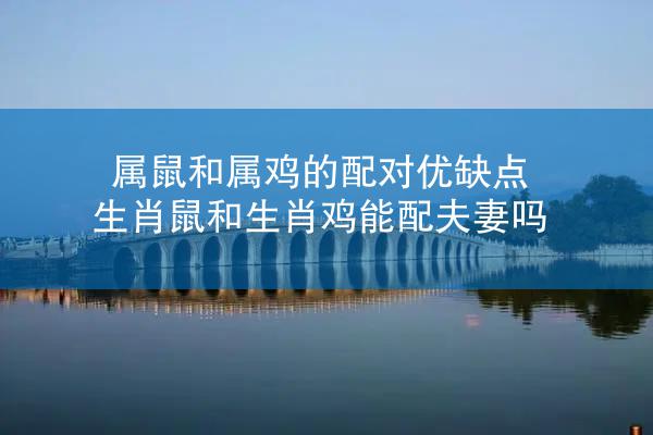 属鼠和属鸡的配对优缺点 生肖鼠和生肖鸡能配夫妻吗