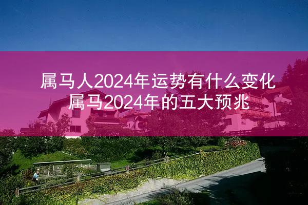 属马人2024年运势有什么变化 属马2024年的五大预兆