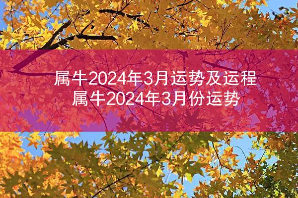 属牛2024年3月运势及运程 属牛2024年3月份运势