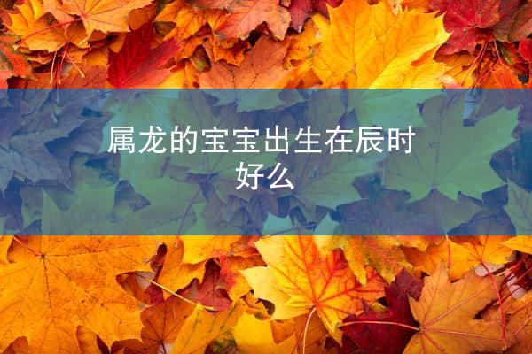 属龙的宝宝出生在辰时好么