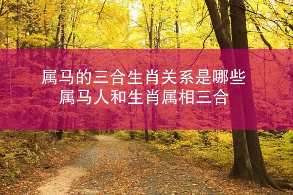属马的三合生肖关系是哪些 属马人和生肖属相三合