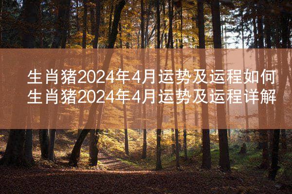 生肖猪2024年4月运势及运程如何 生肖猪2024年4月运势及运程详解