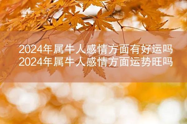 2024年属牛人感情方面有好运吗 2024年属牛人感情方面运势旺吗