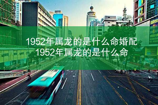 1952年属龙的是什么命婚配 1952年属龙的是什么命