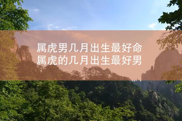 属虎男几月出生最好命 属虎的几月出生最好男