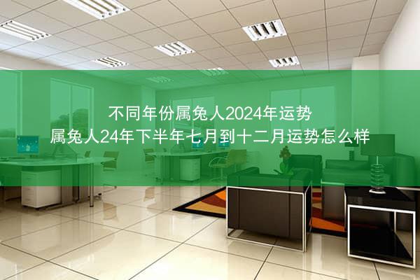 不同年份属兔人2024年运势 属兔人24年下半年七月到十二月运势怎么样