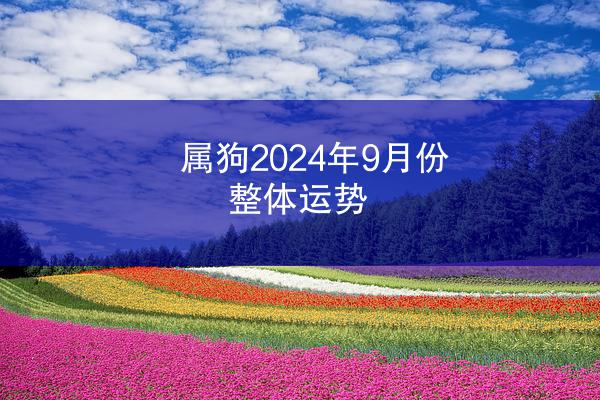 属狗2024年9月份整体运势