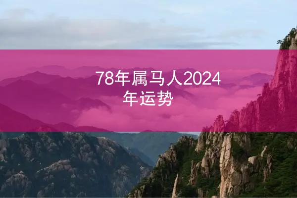 78年属马人2024年运势