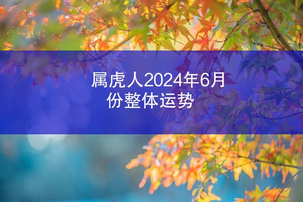 属虎人2024年6月份整体运势