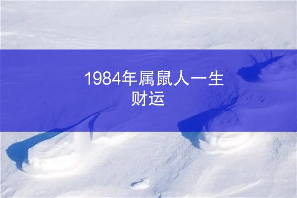 1984年属鼠人一生财运