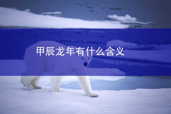 甲辰龙年有什么含义
