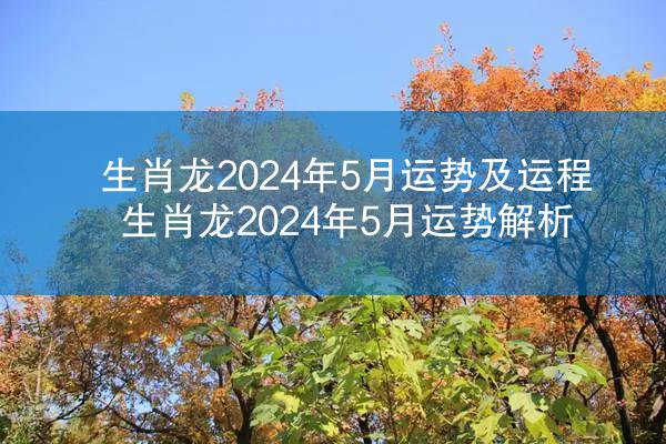 生肖龙2024年5月运势及运程 生肖龙2024年5月运势解析