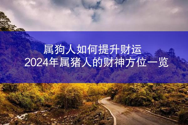 属狗人如何提升财运 2024年属猪人的财神方位一览