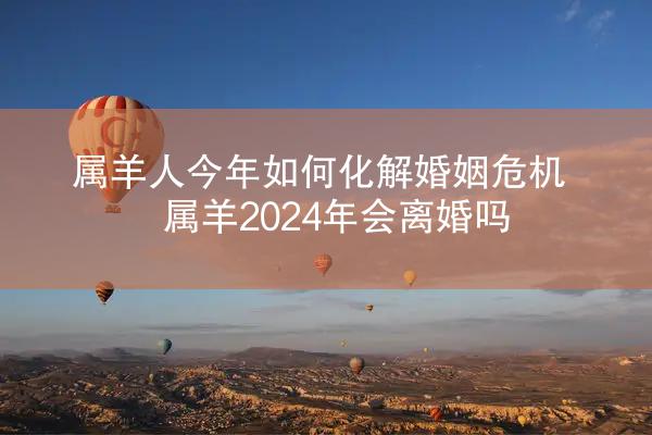 属羊人今年如何化解婚姻危机 属羊2024年会离婚吗