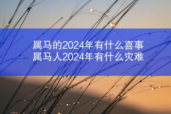 属马的2024年有什么喜事 属马人2024年有什么灾难