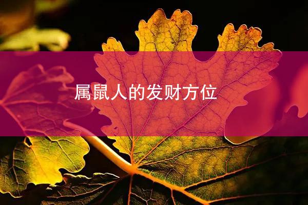 属鼠人的发财方位