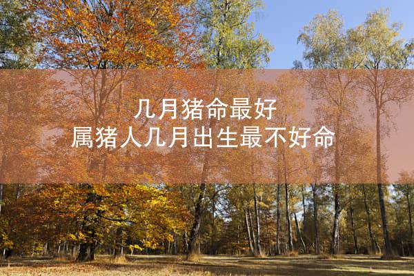 几月猪命最好 属猪人几月出生最不好命