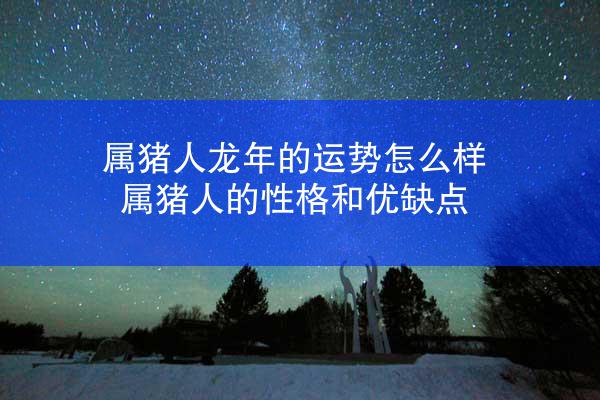 属猪人龙年的运势怎么样 属猪人的性格和优缺点