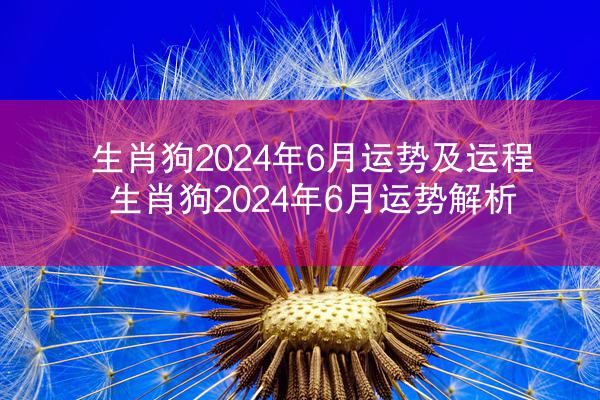 生肖狗2024年6月运势及运程 生肖狗2024年6月运势解析
