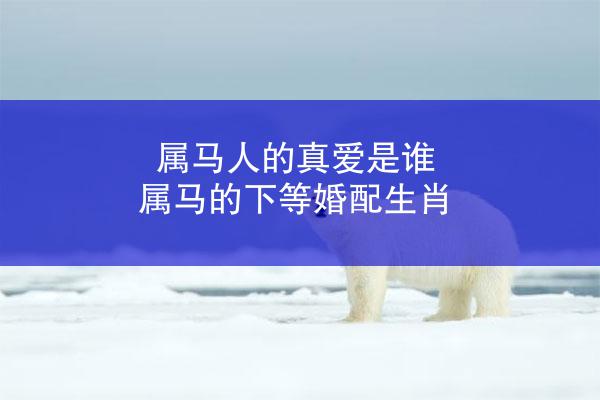 属马人的真爱是谁 属马的下等婚配生肖