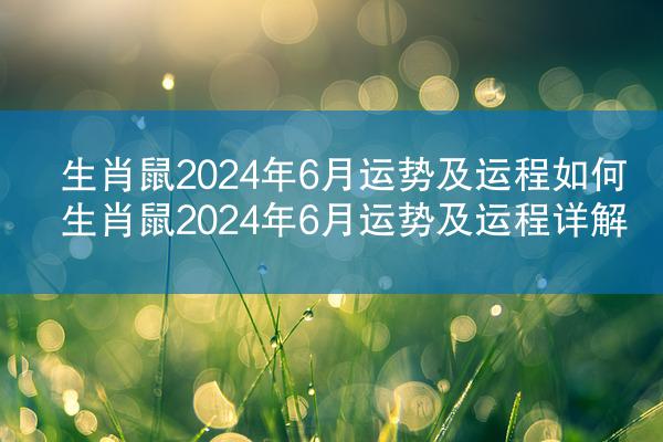 生肖鼠2024年6月运势及运程如何 生肖鼠2024年6月运势及运程详解