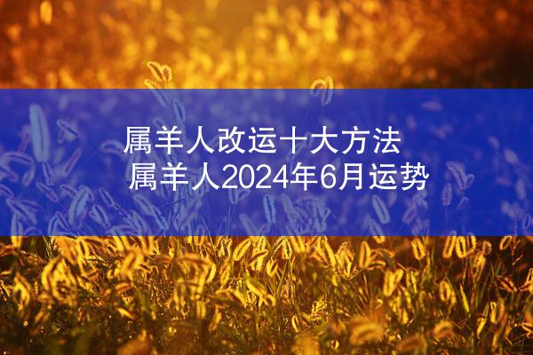 属羊人改运十大方法 属羊人2024年6月运势