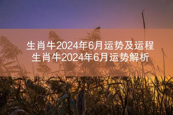 生肖牛2024年6月运势及运程 生肖牛2024年6月运势解析