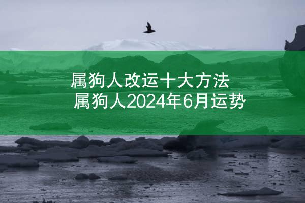 属狗人改运十大方法 属狗人2024年6月运势