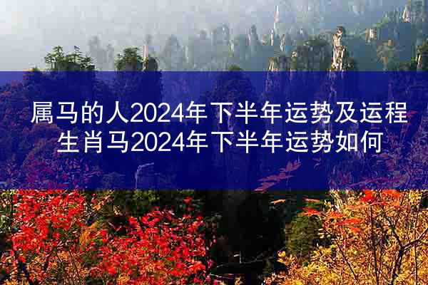 属马的人2024年下半年运势及运程 生肖马2024年下半年运势如何