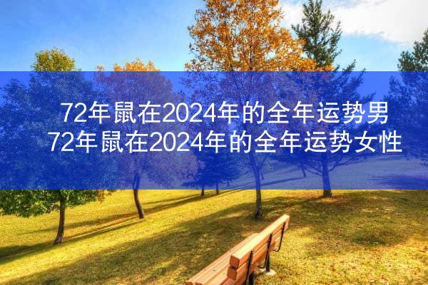 72年鼠在2024年的全年运势男 72年鼠在2024年的全年运势女性