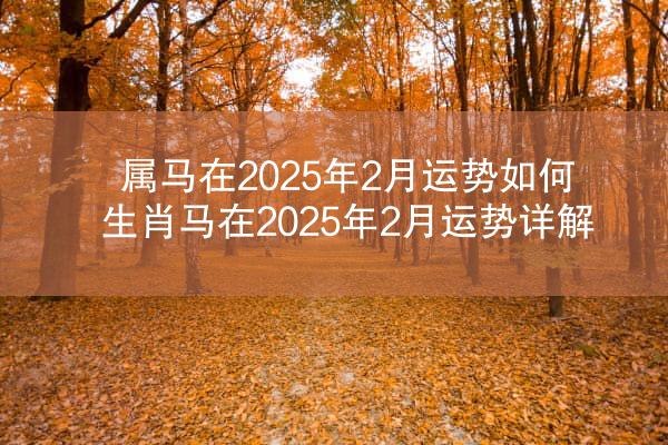 属马在2025年2月运势如何 生肖马在2025年2月运势详解