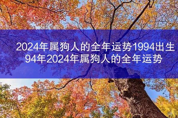 2024年属狗人的全年运势1994出生 94年2024年属狗人的全年运势