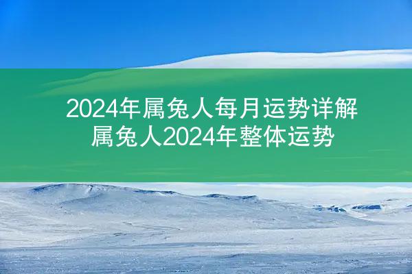 2024年属兔人每月运势详解 属兔人2024年整体运势