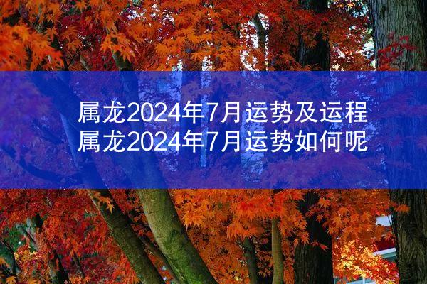 属龙2024年7月运势及运程 属龙2024年7月运势如何呢