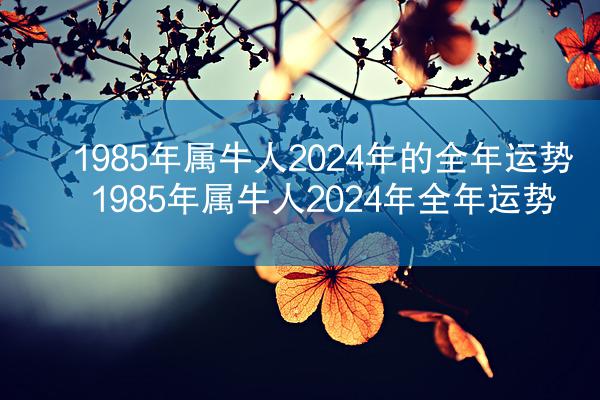1985年属牛人2024年的全年运势 1985年属牛人2024年全年运势