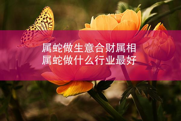 属蛇做生意合财属相 属蛇做什么行业最好