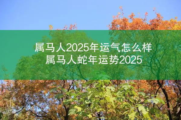 属马人2025年运气怎么样 属马人蛇年运势2025