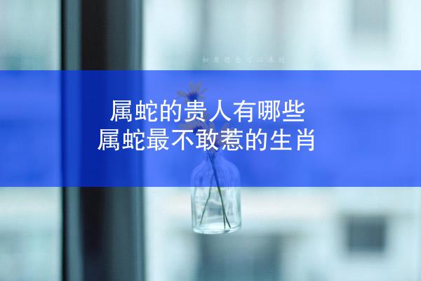 属蛇的贵人有哪些 属蛇最不敢惹的生肖