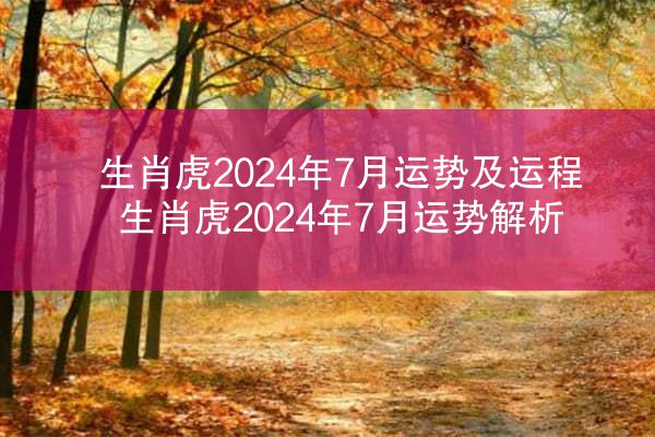生肖虎2024年7月运势及运程 生肖虎2024年7月运势解析