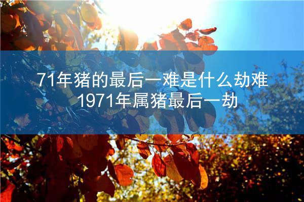 71年猪的最后一难是什么劫难 1971年属猪最后一劫