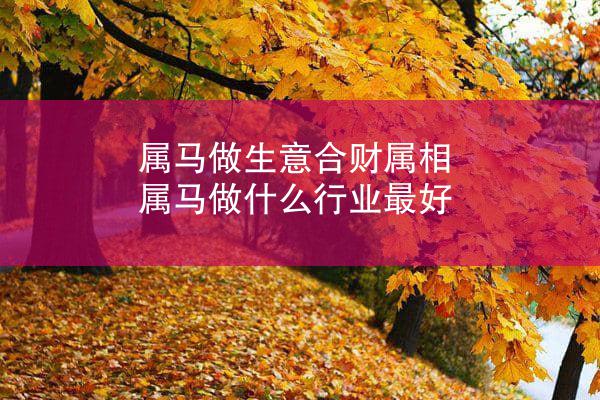 属马做生意合财属相 属马做什么行业最好