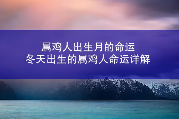 属鸡人出生月的命运 冬天出生的属鸡人命运详解