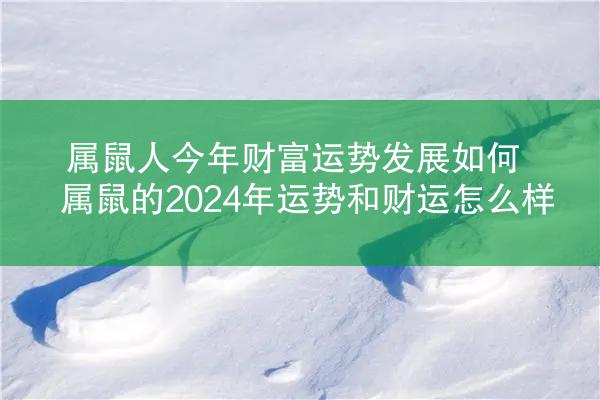 属鼠人今年财富运势发展如何 属鼠的2024年运势和财运怎么样